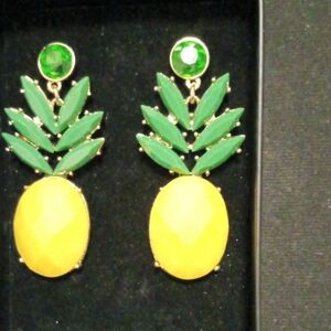 Fruit For All Elegant Green and Yellow Pineapple Earrings